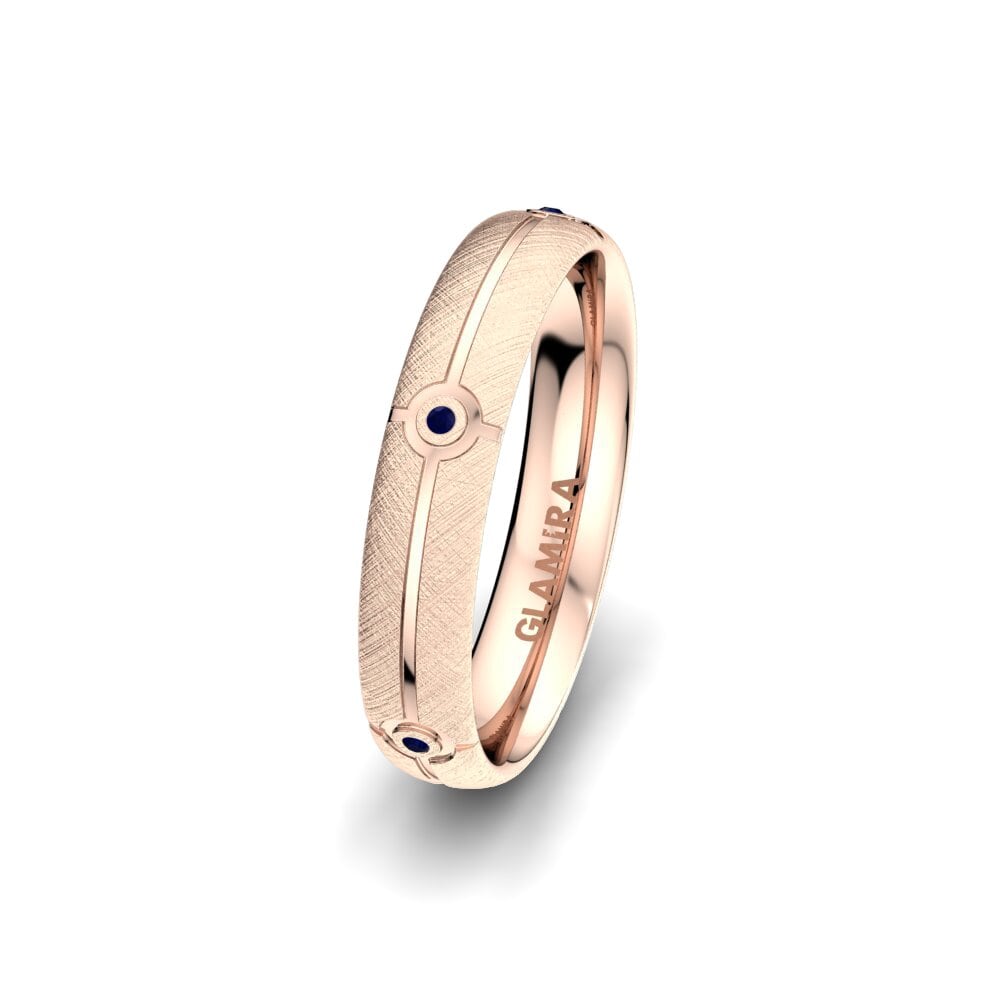 14ct Rose Gold Sapphire Women's Wedding Ring Elegant World 4 mm