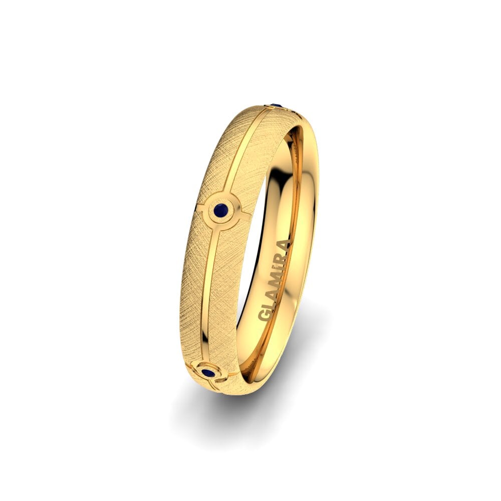 14ct Yellow Gold Sapphire Women's Wedding Ring Elegant World 4 mm