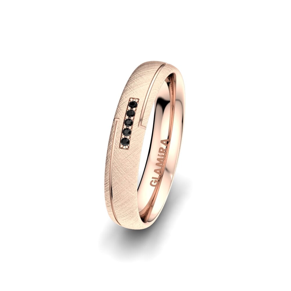 14ct Rose Gold Black Sapphire Women's Wedding Ring Charming Fever 4 mm