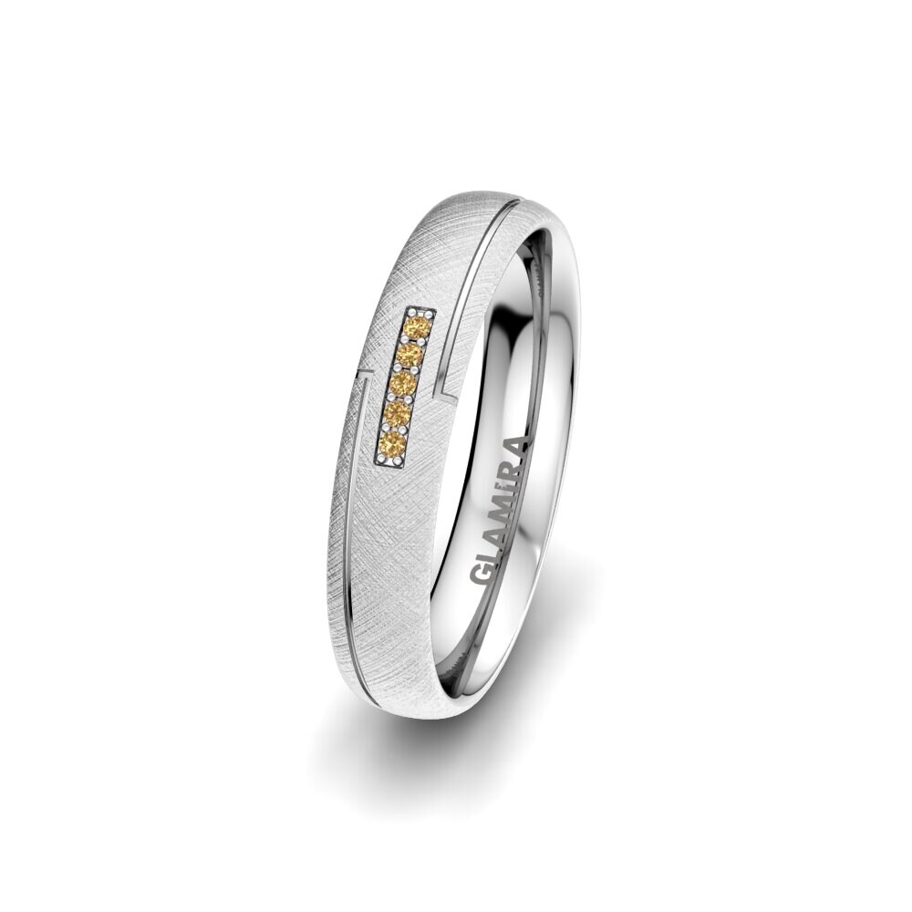950 Palladium Brown Diamond Women's Wedding Ring Charming Fever 4 mm