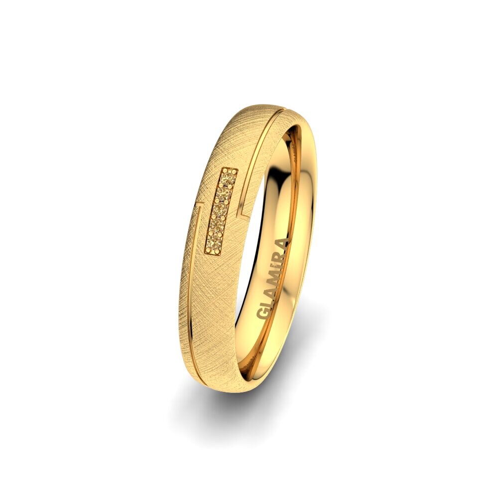 14ct Yellow Gold Brown Diamond Women's Wedding Ring Charming Fever 4 mm