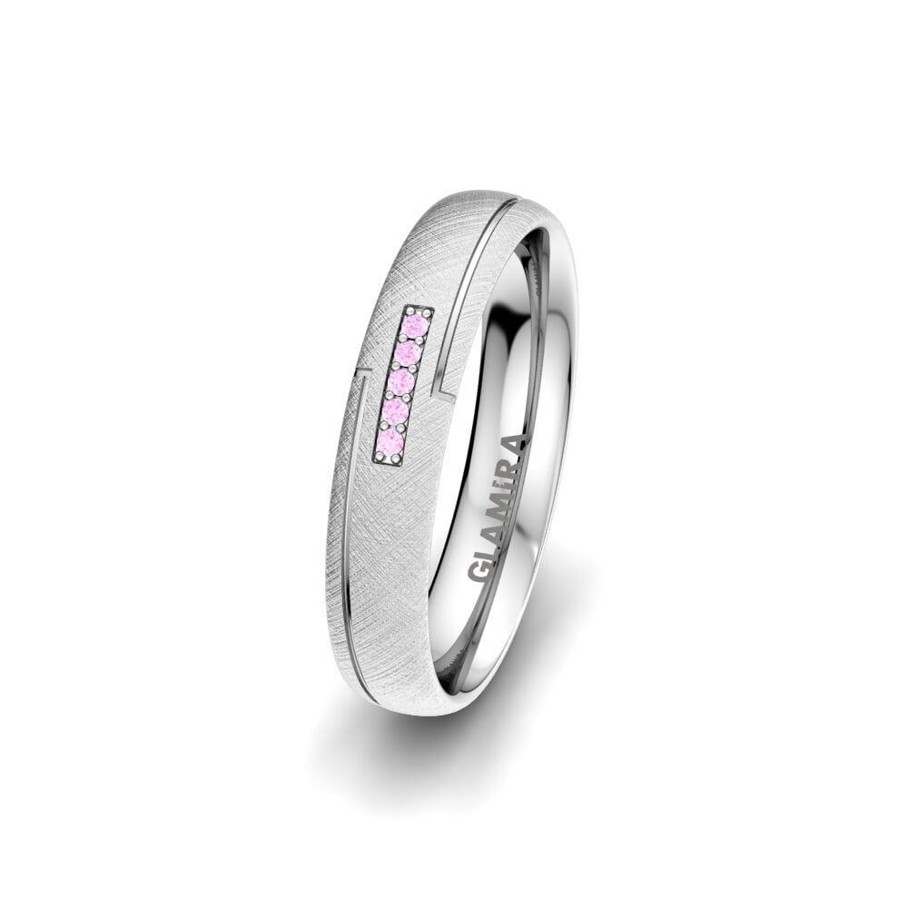 9ct White Gold Pink Sapphire Women's Wedding Ring Charming Fever 4 mm