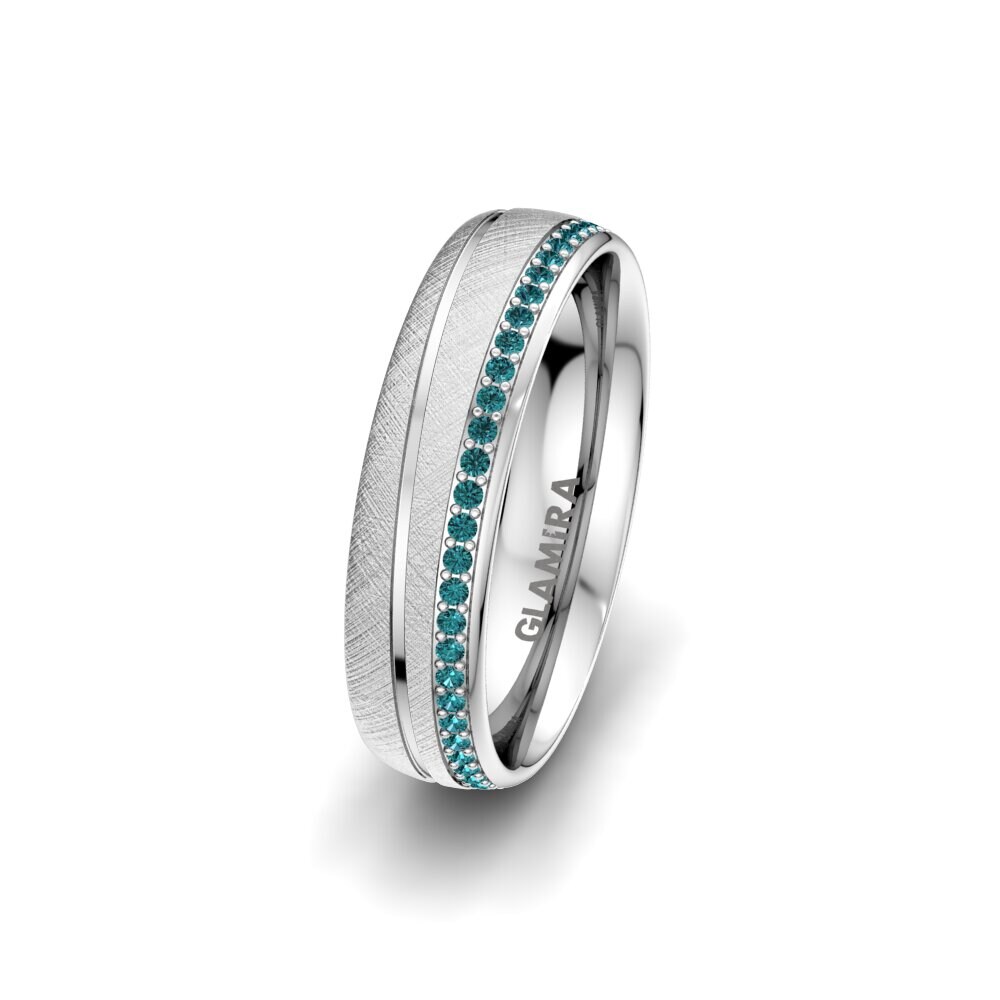 Anéis Femininos de Casamento Memoire Diamante Azul