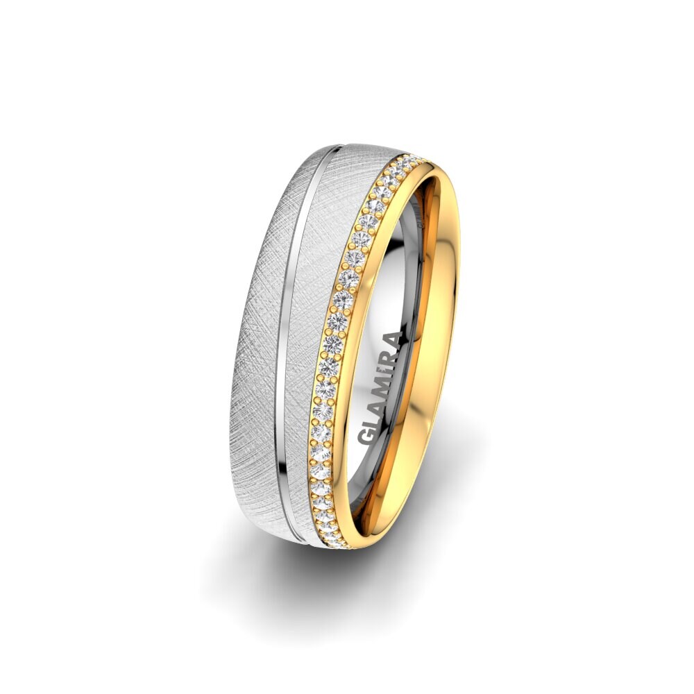 Or Blanc & Jaune 585 Saphir Blanc Alliance pour femme Glamour Wish 6 mm