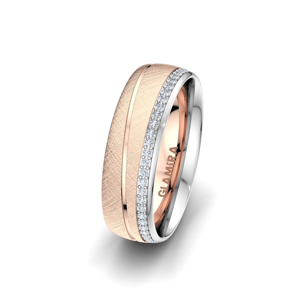 375 Rot & Weißgold Labor-gezüchteter Diamant Damen trauring Glamour Wish 6 mm