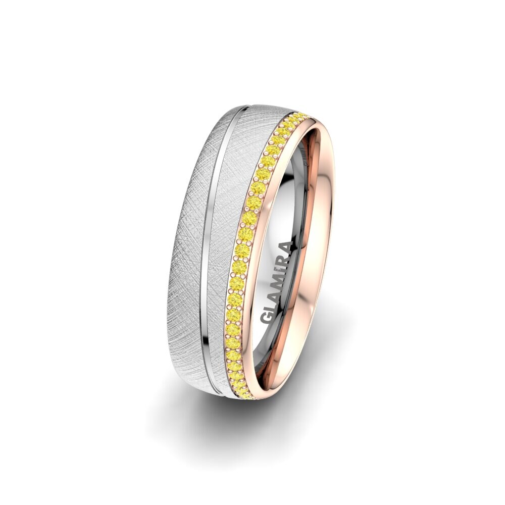 Weiß & Rotgold 750 Gelber Saphir Damen trauring Glamour Wish 6 mm