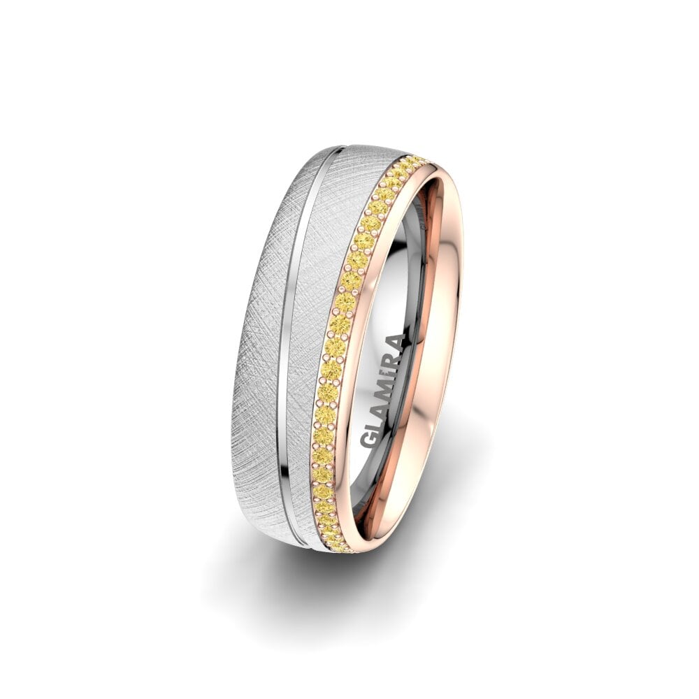 Weiß & Rotgold 750 Gelber Diamant Damen trauring Glamour Wish 6 mm