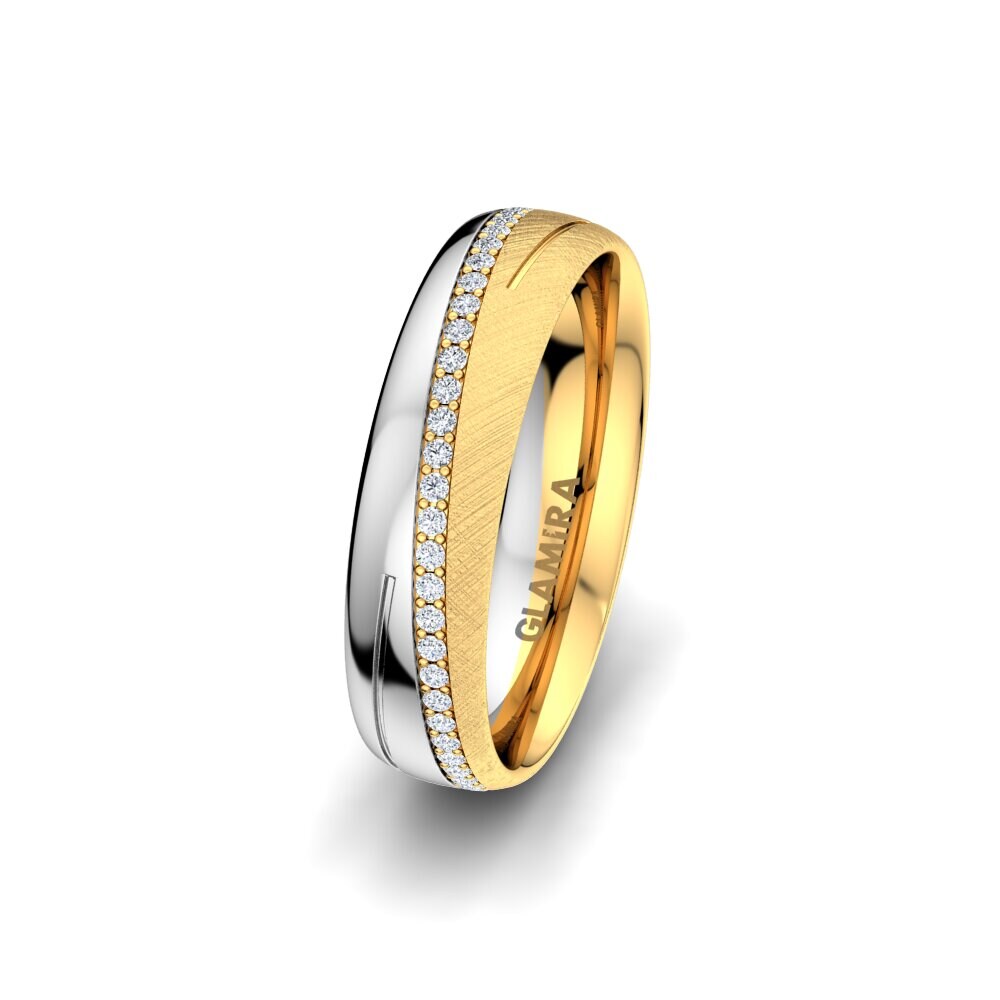 18ct Yellow & White Gold Lab Grown Diamond Women's Wedding Ring Glamour Star 5 mm