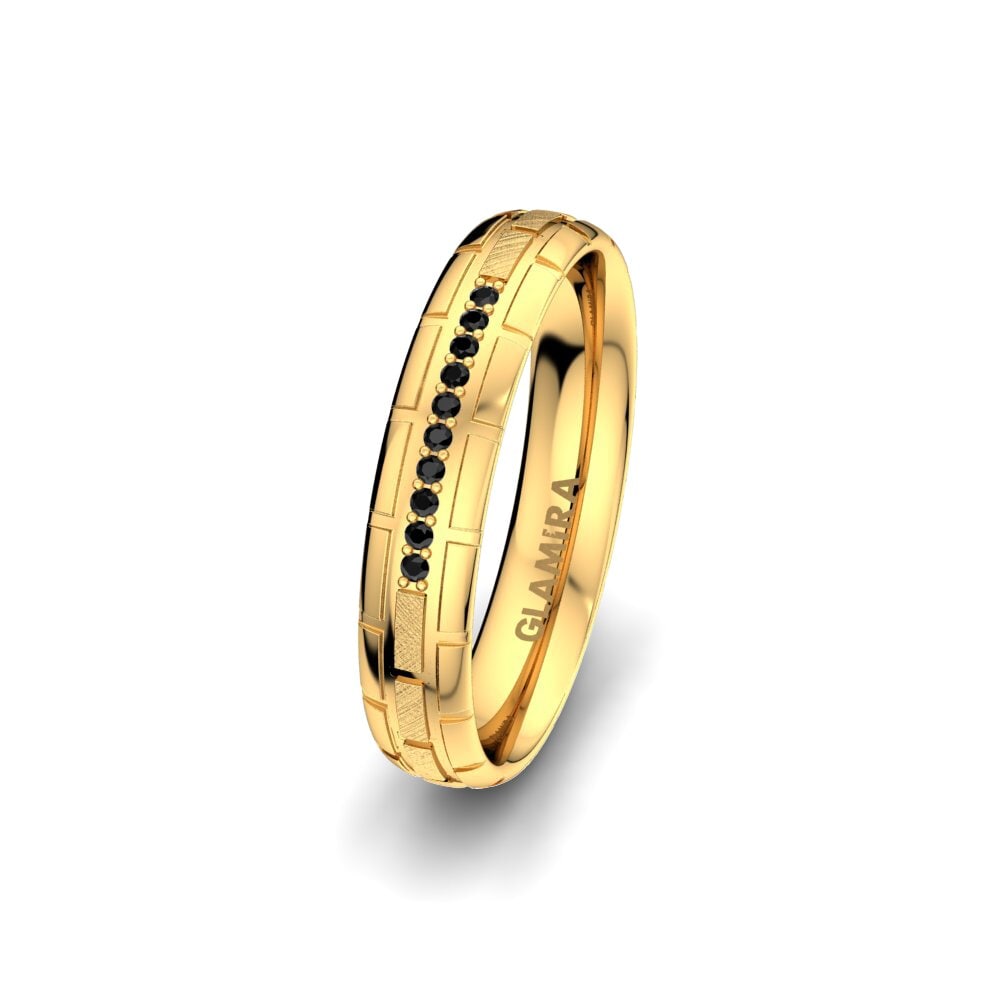 Or Jaune 585 Diamant Noir Alliance pour femme Glamour Queen 4 mm