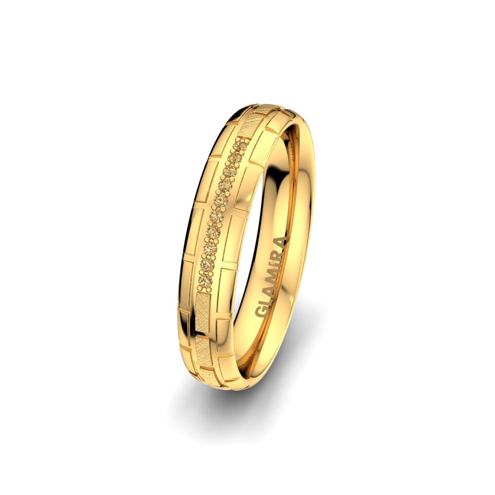 14ct Yellow Gold Brown Diamond Women's Wedding Ring Glamour Queen 4 mm