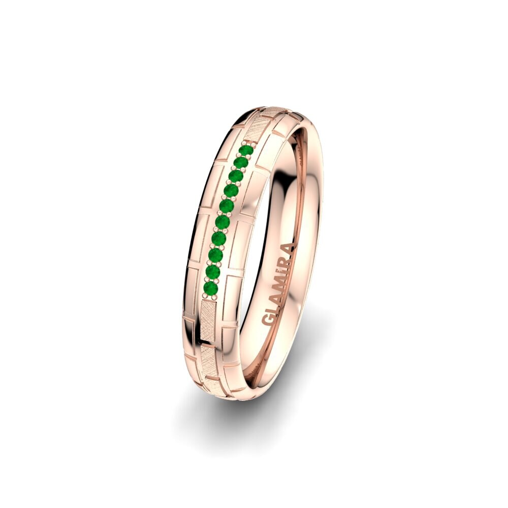 14ct Rose Gold Emerald Women's Wedding Ring Glamour Queen 4 mm