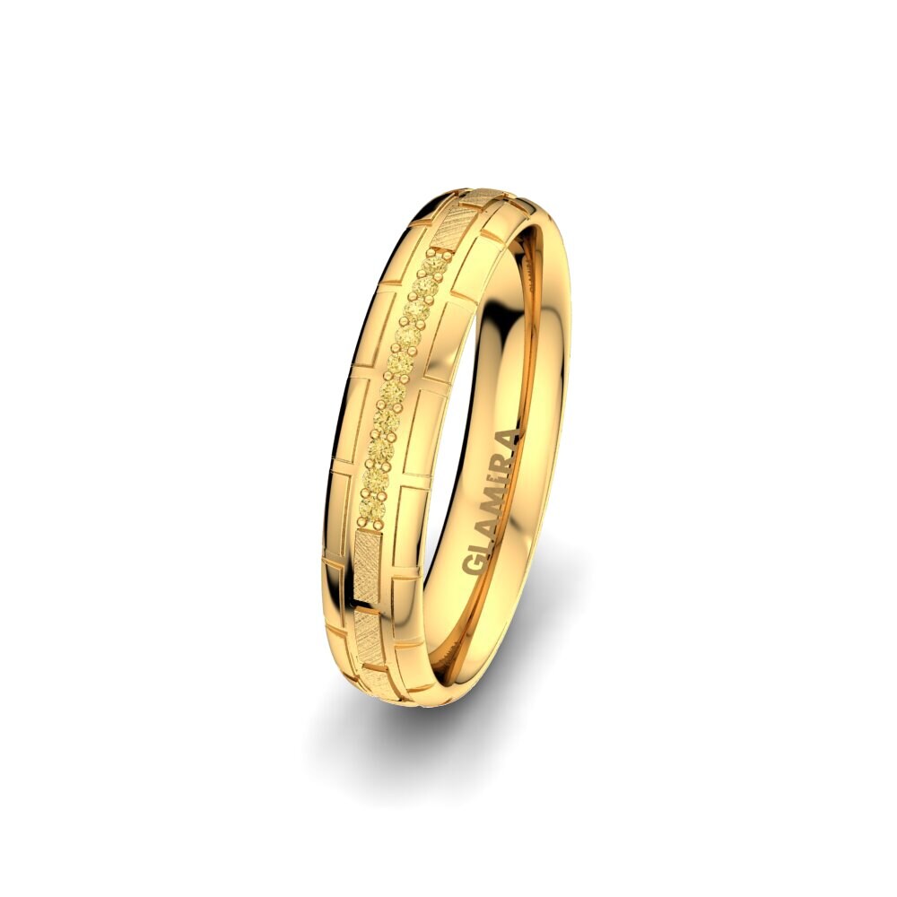 14ct Yellow Gold Yellow Diamond Women's Wedding Ring Glamour Queen 4 mm