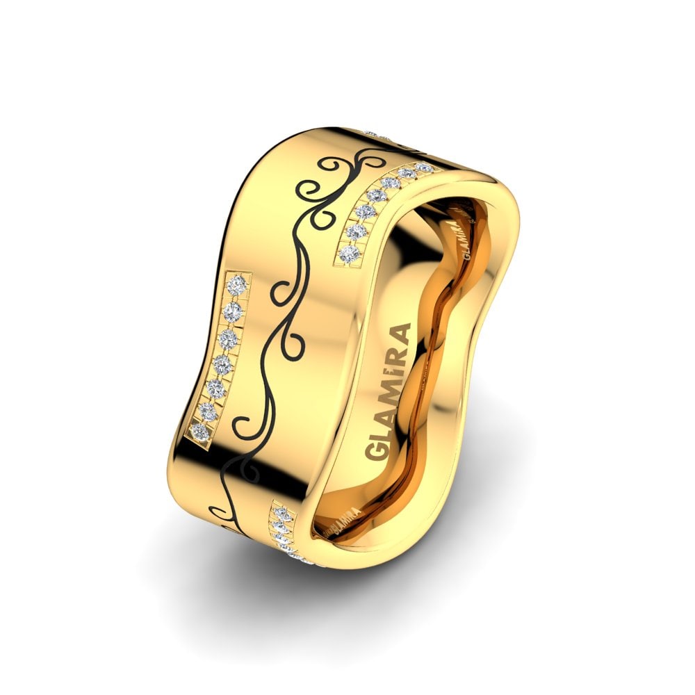 9ct Yellow Gold Diamond Women's Wedding Ring Marvelous Passion 8 mm