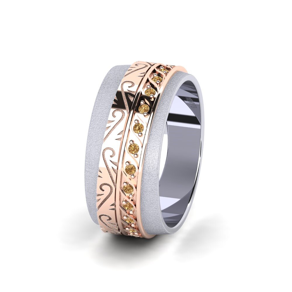 Damenring Exclusive Brauner Diamant Weiß & Rotgold 750
