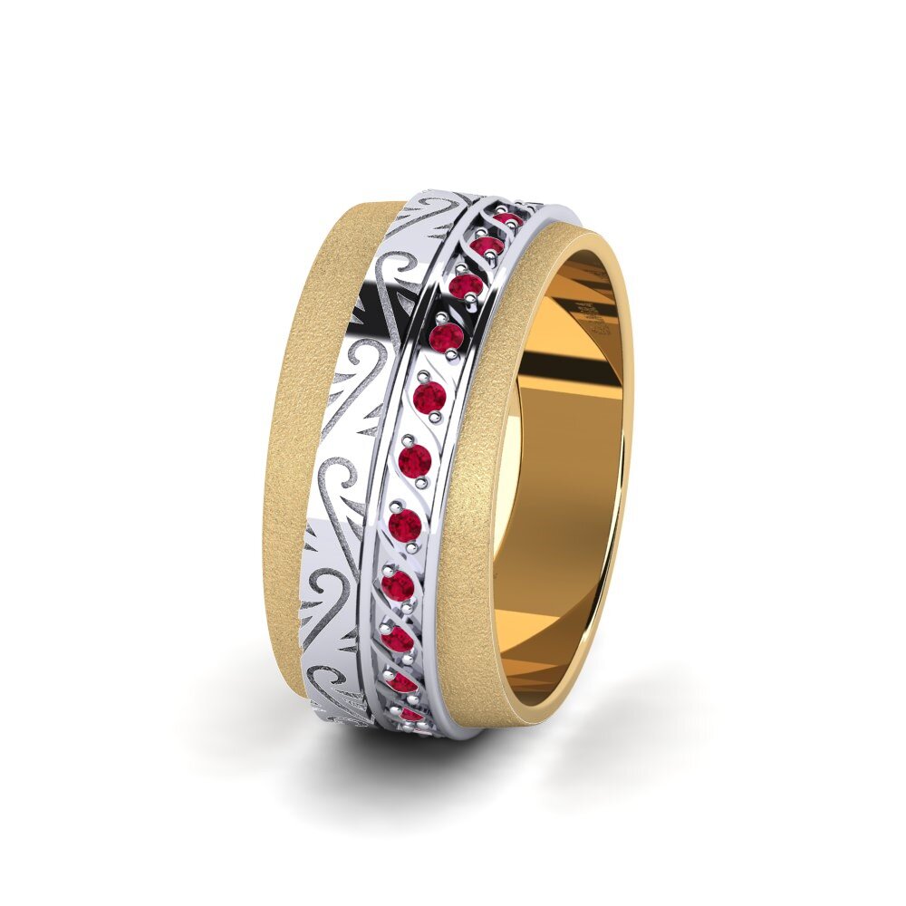 Or Jaune & Blanc 585 Rubis Alliance pour femme Mystic Winter