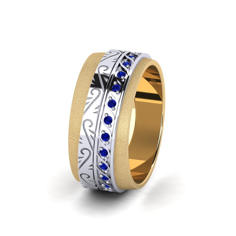 14ct Yellow & White Gold Sapphire Women's Wedding Ring Mystic Winter