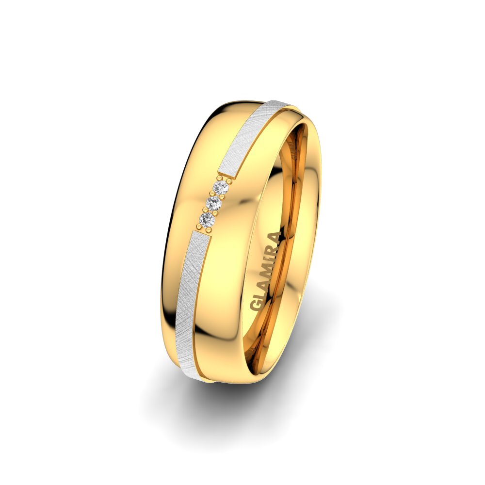 Or Blanc & Jaune 585 Saphir Blanc Alliance pour femme Romantic Line 6 mm