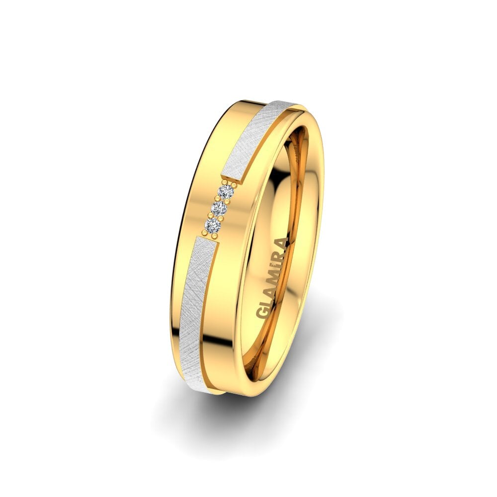 18ct White & Yellow Gold Women's Wedding Ring Romantic Line 5 mm