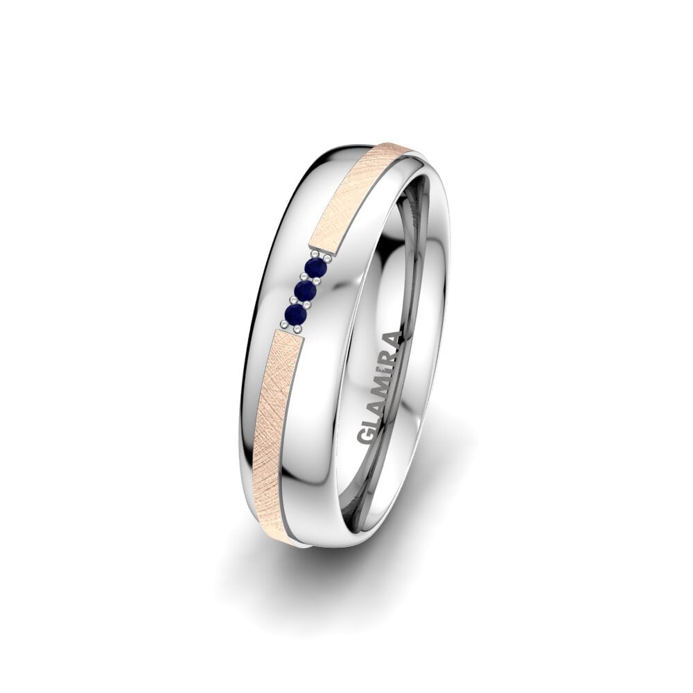 14ct Rose & White Gold Sapphire Women's Wedding Ring Romantic Line 5 mm