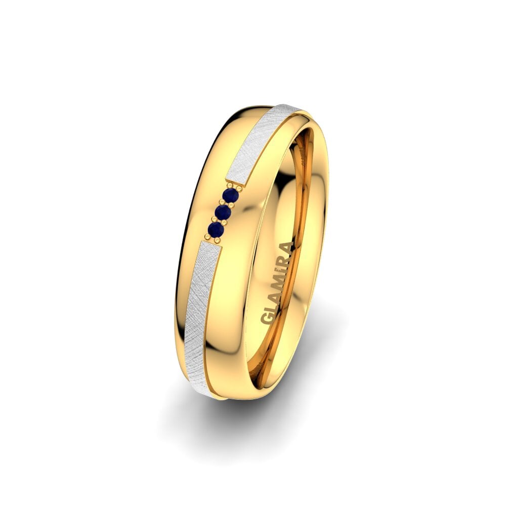 14k White & Yellow Gold Sapphire Women's Wedding Ring Romantic Line 5 mm