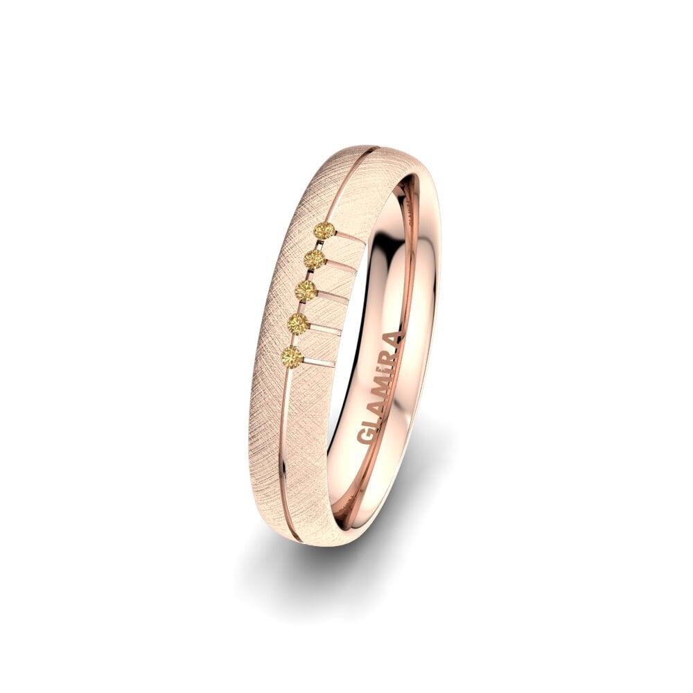 14ct Rose Gold Brown Diamond Women's Wedding Ring Pure Valentine 4 mm