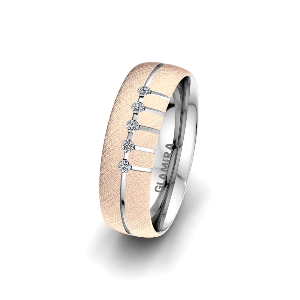 Or Rose & Blanc 14k Alliance pour femme Pure Valentine 6 mm