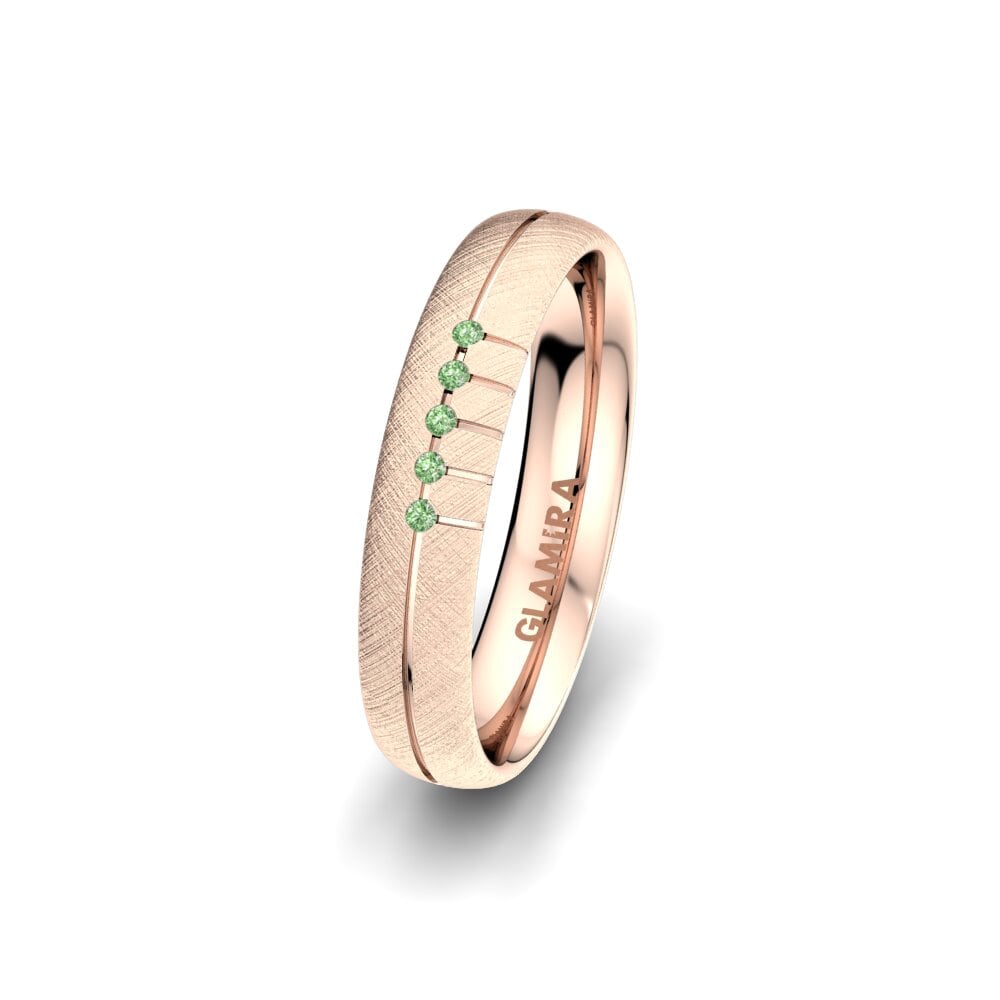 14ct Rose Gold Green Diamond Women's Wedding Ring Pure Valentine 4 mm