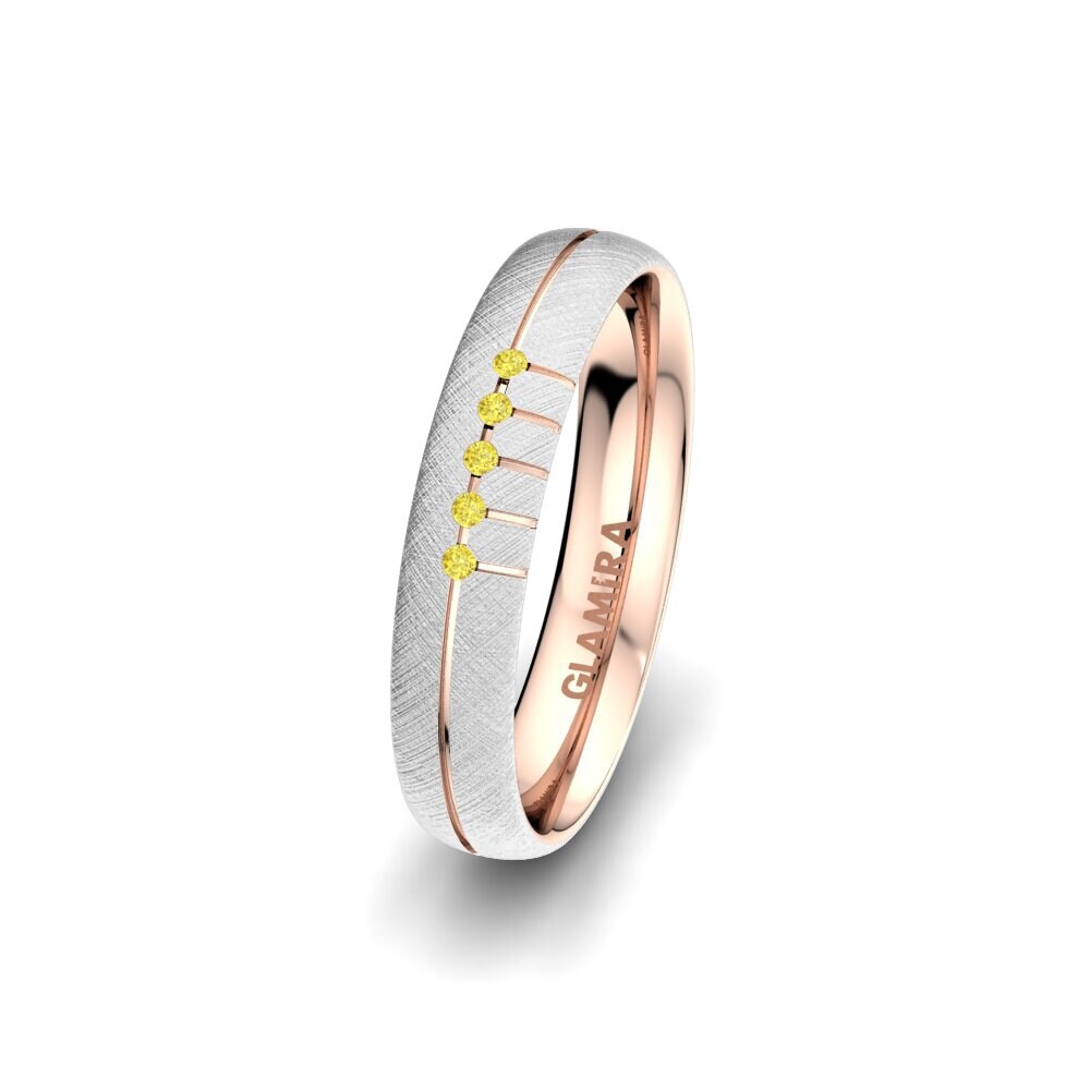 Weiß & Rotgold 750 Gelber Saphir Damen trauring Pure Valentine 4 mm