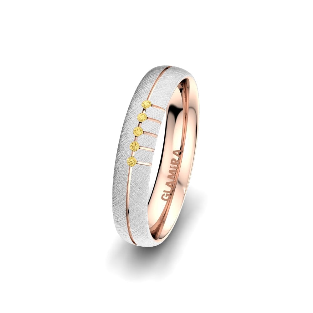 Weiß & Rotgold 750 Gelber Diamant Damen trauring Pure Valentine 4 mm