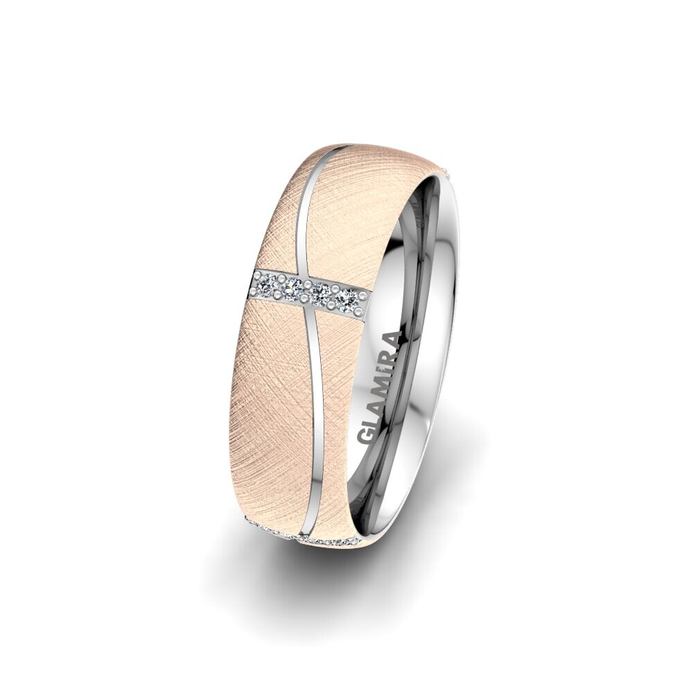 Or Rose & Blanc 14k Alliance pour femme Pretty Elegance 6 mm