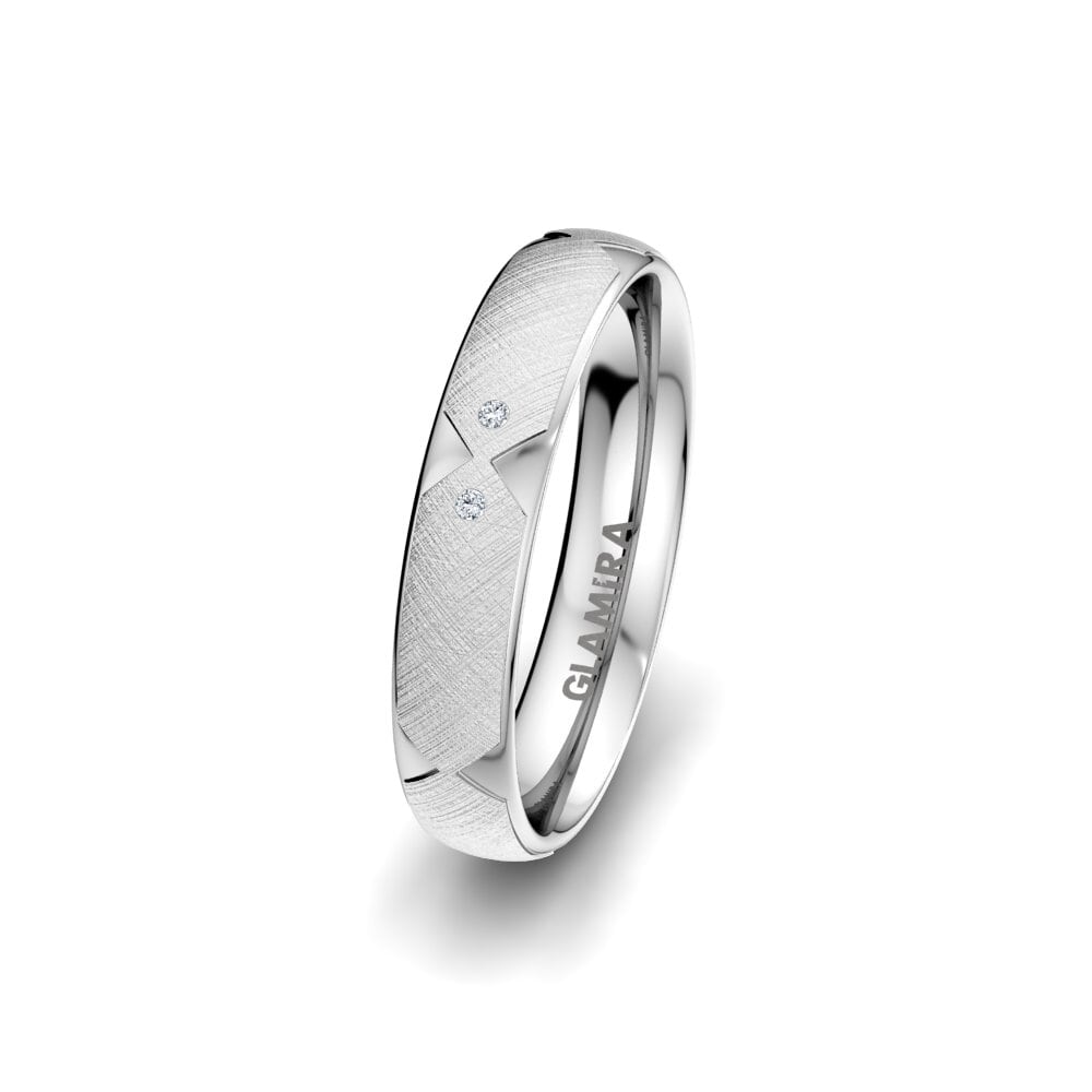 Paladio 950 Diamante cultivado en laboratorio Anillo Boda Mujer Natural Light 4 mm