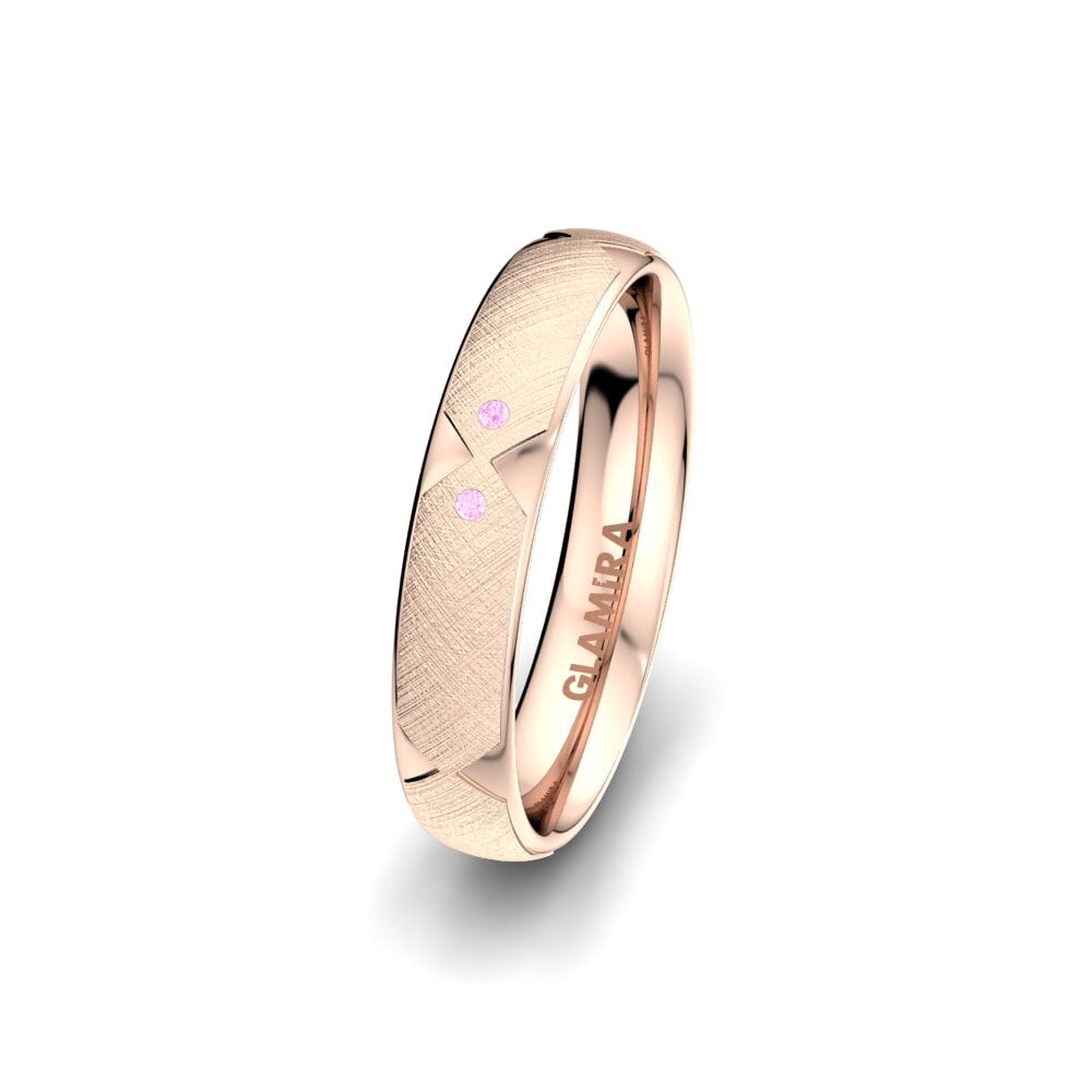 14ct Rose Gold Pink Sapphire Women's Wedding Ring Natural Light 4 mm