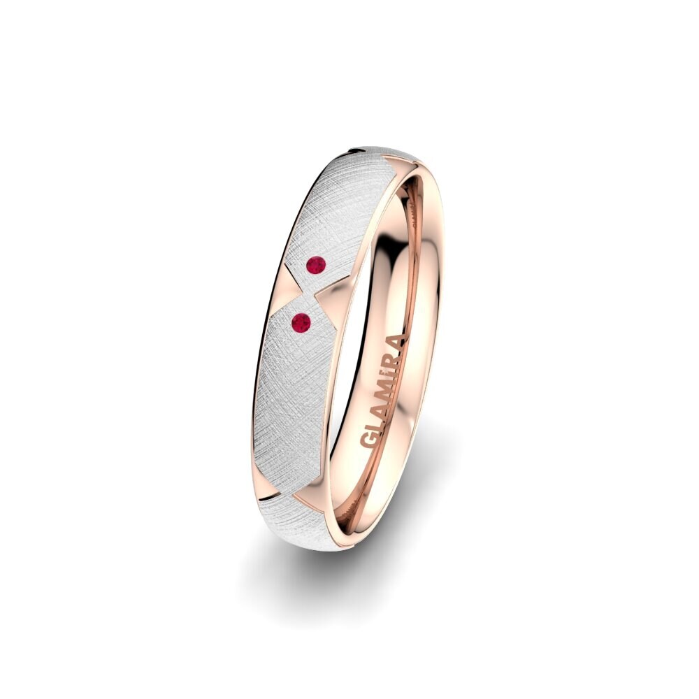 9K White & Rose Gold Ruby Women's Ring Natural Light 4 mm