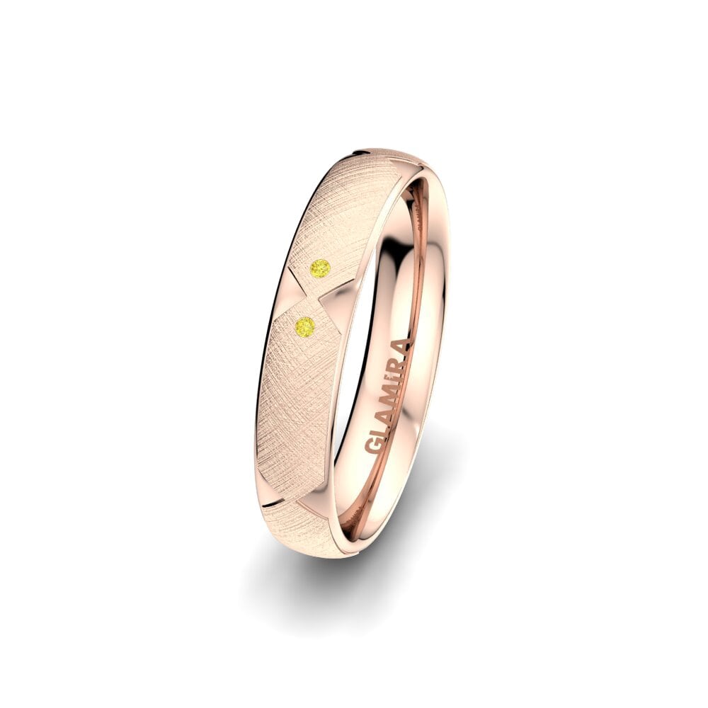 14ct Rose Gold Yellow Sapphire Women's Wedding Ring Natural Light 4 mm