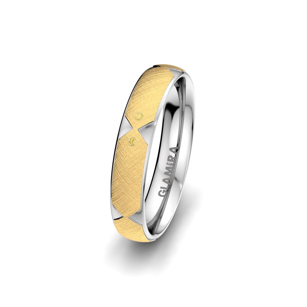 14ct Yellow & White Gold Yellow Diamond Women's Wedding Ring Natural Light 4 mm
