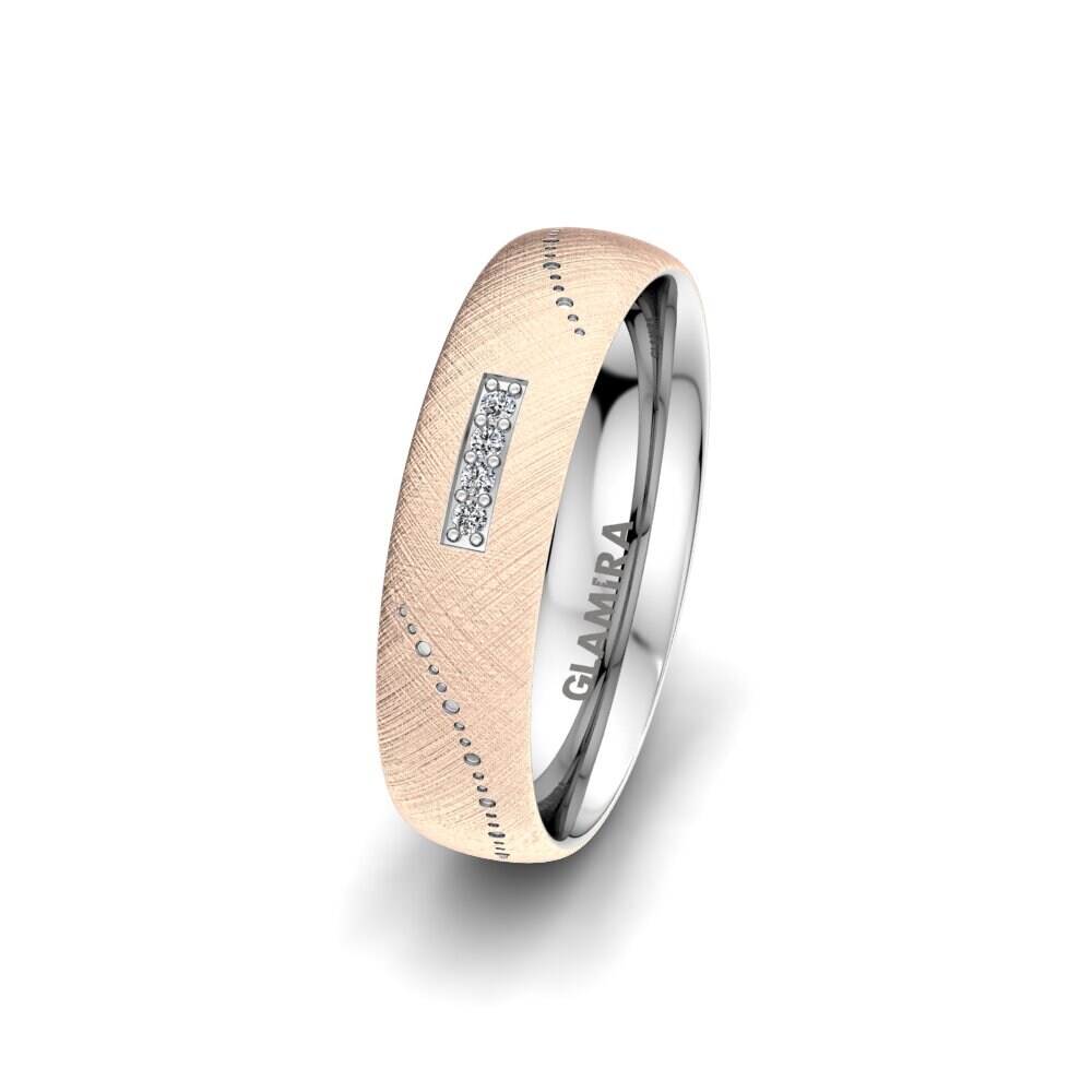 Or Rose & Blanc 14k Alliance pour femme Unique Happiness 5 mm