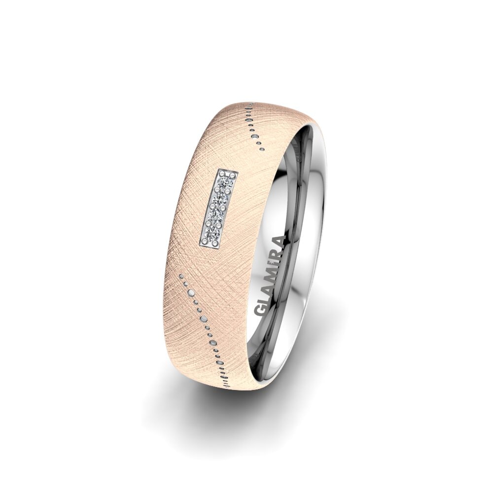 Or Rose & Blanc 14k Alliance pour femme Unique Happiness 6 mm