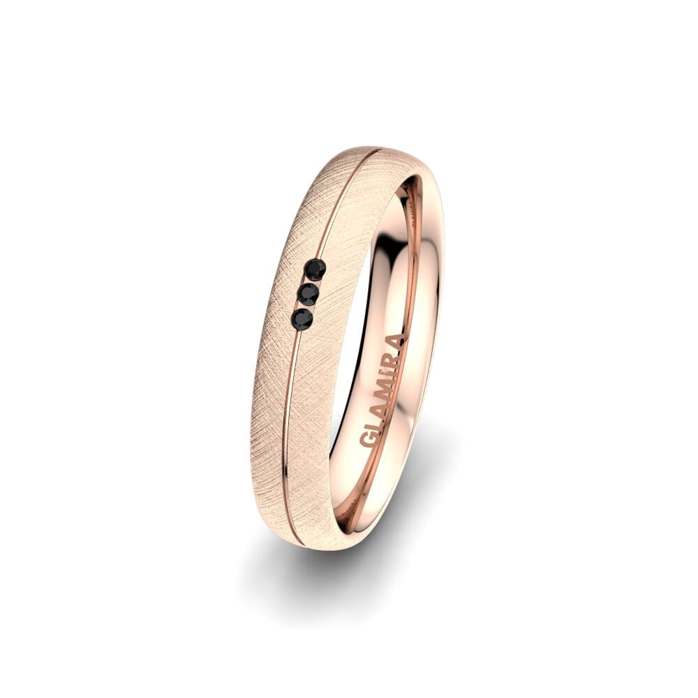 14ct Rose Gold Black Onyx Women's Wedding Ring Unique Dream 4 mm