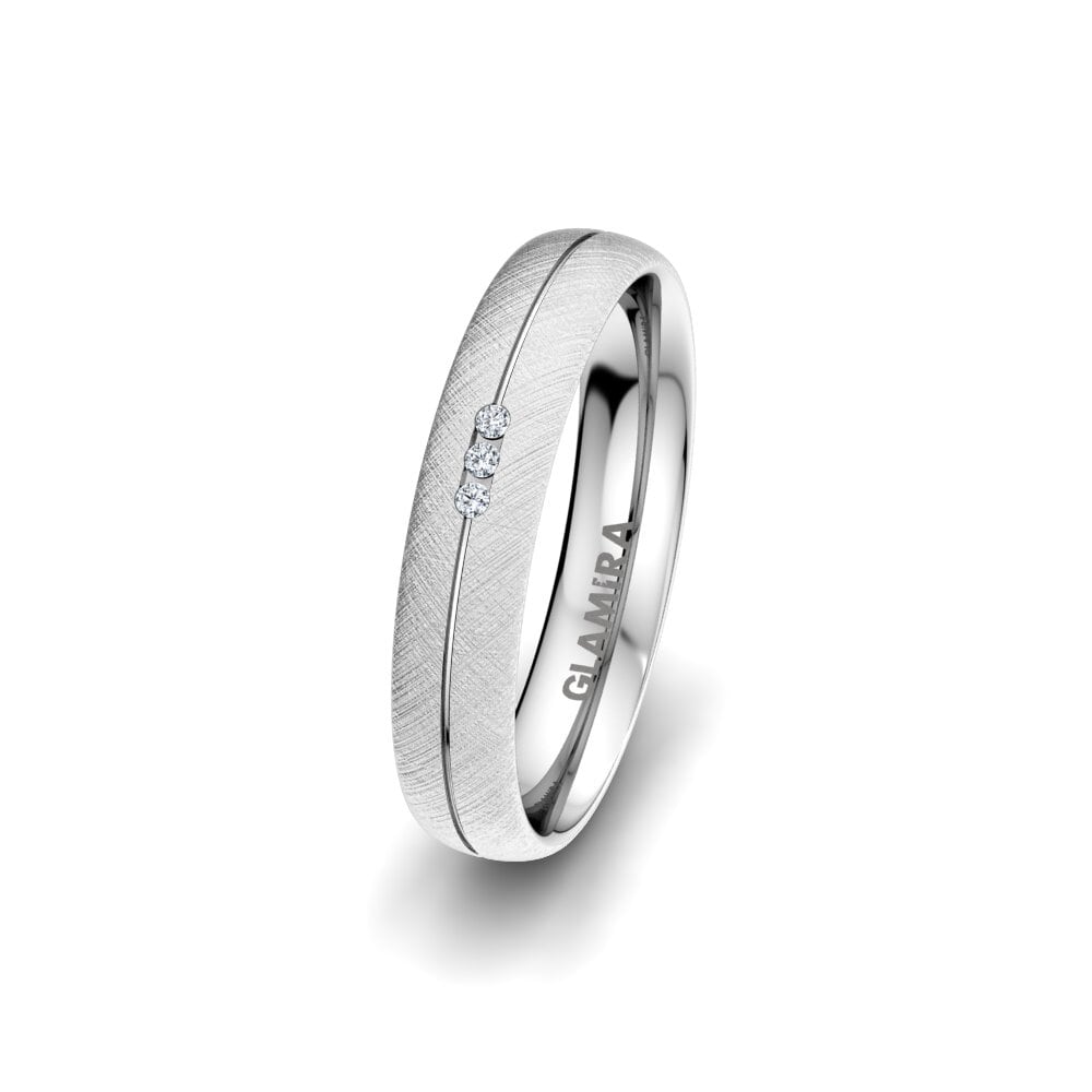 Or Blanc 585 Diamant Alliance pour femme Unique Dream 4 mm