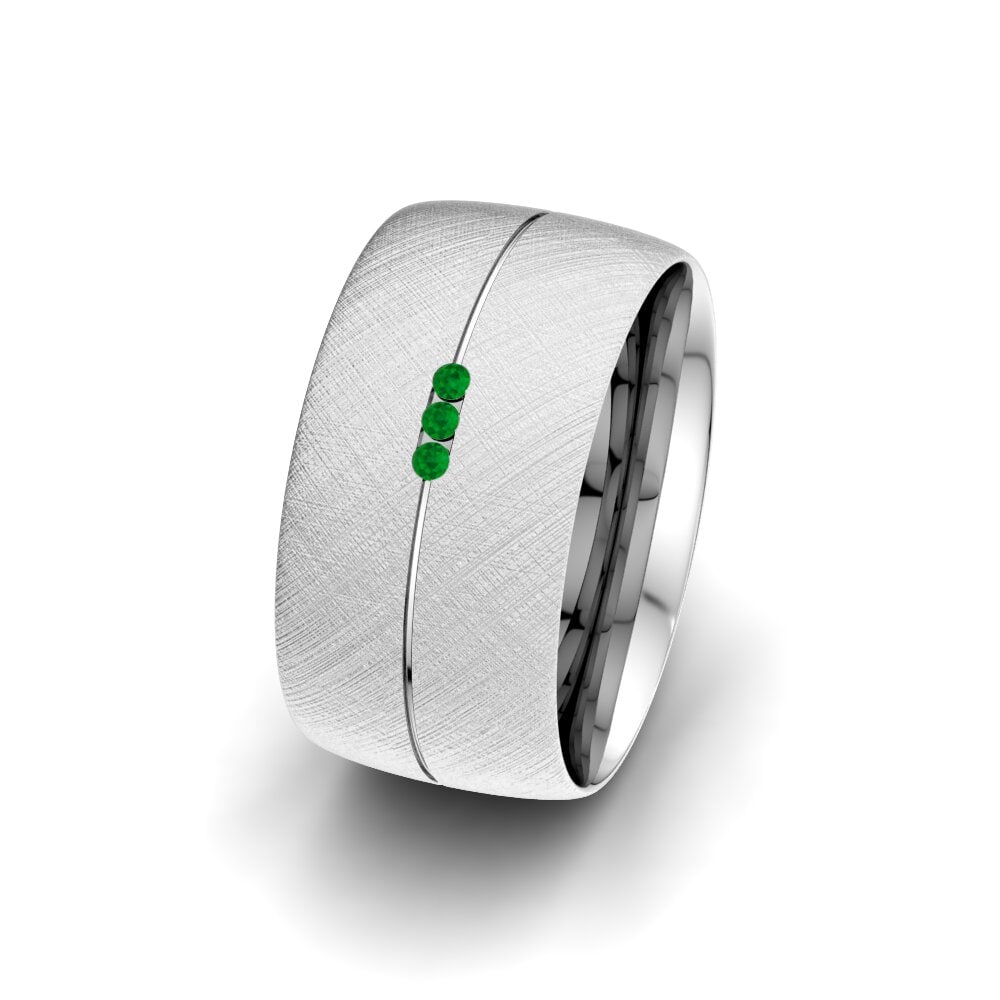 925 Silver Round Emerald Women's Ring Unique Dream 10 mm