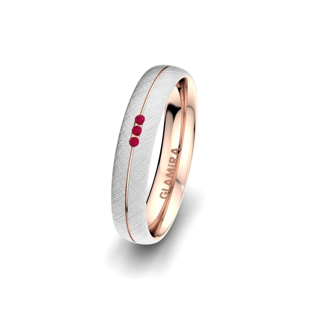 9K White & Rose Gold Ruby Women's Ring Unique Dream 4 mm