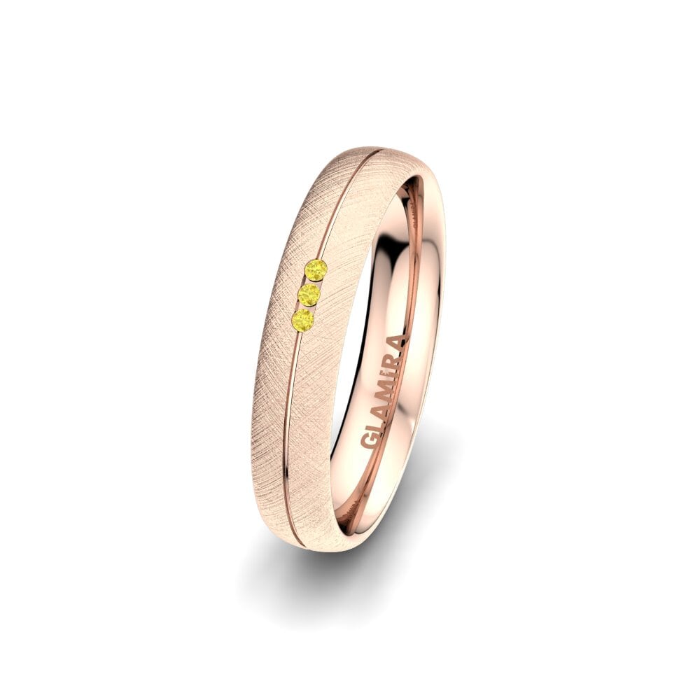 14ct Rose Gold Yellow Sapphire Women's Wedding Ring Unique Dream 4 mm