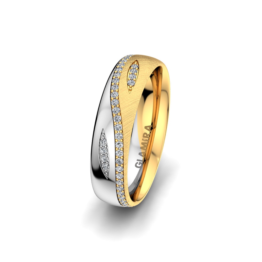 Memoire Women’s Wedding Rings Women's Sense Tear 5 mm 585 Yellow & White Gold Zirconia
