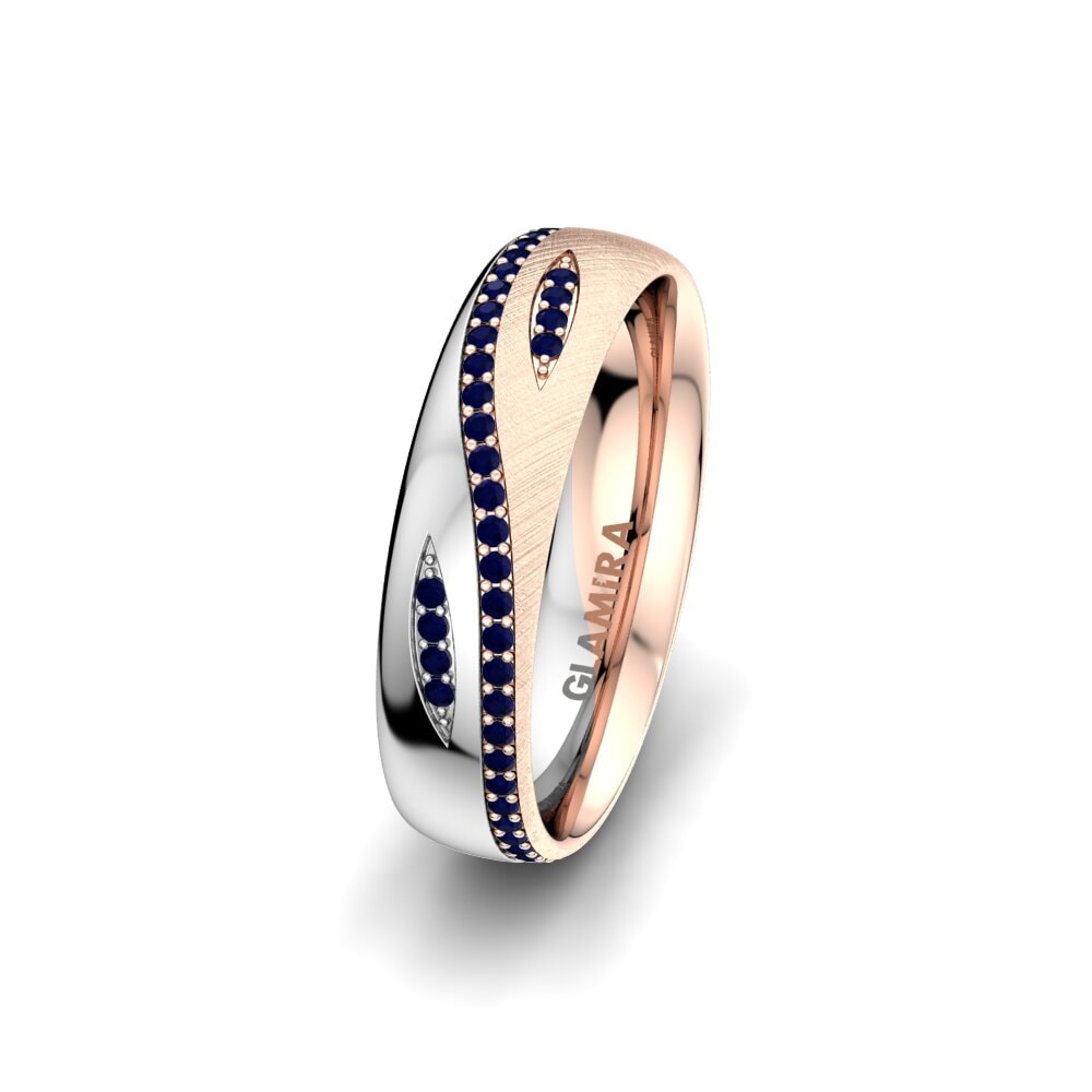 14ct Rose & White Gold Sapphire Women's Wedding Ring Sense Tear 5 mm