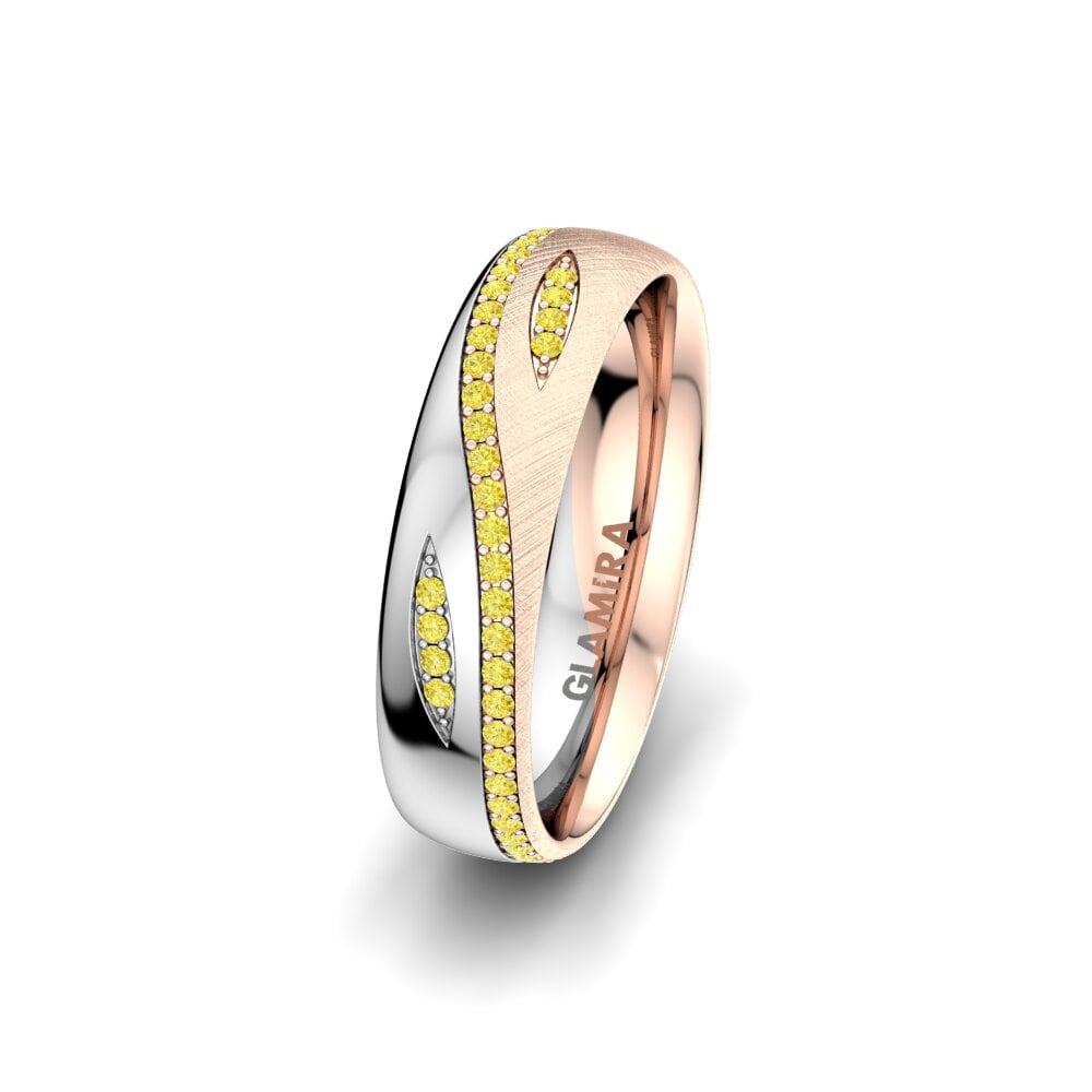 Or Rose & Blanc 585 Saphir Jaune Alliance pour femme Sense Tear 5 mm