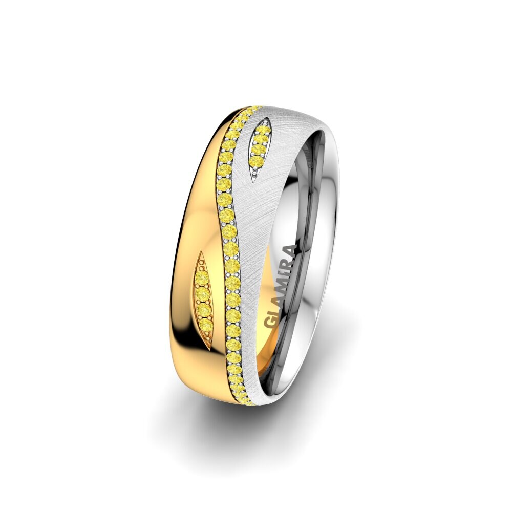 Weiß & Gelbgold 375 Gelber Saphir Damen trauring Sense Tear 6 mm