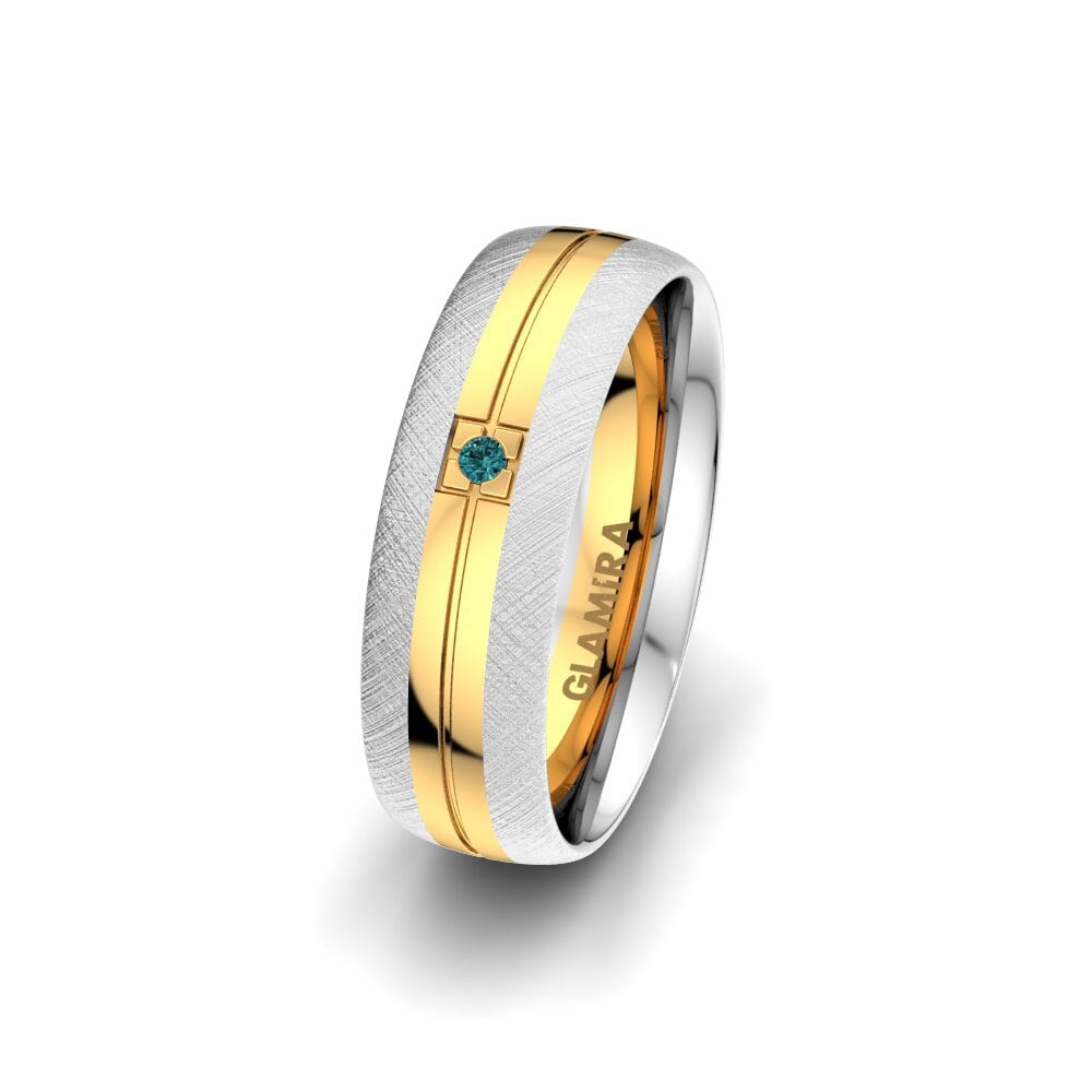 Weiß & Gelbgold 585 Blauer Diamant Damen trauring Sense Beauty 6 mm