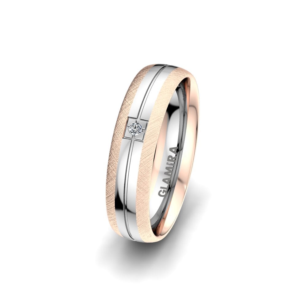 Anillo Boda Mujer Sense Beauty 5 mm 14k Oro Rosa & Blanco