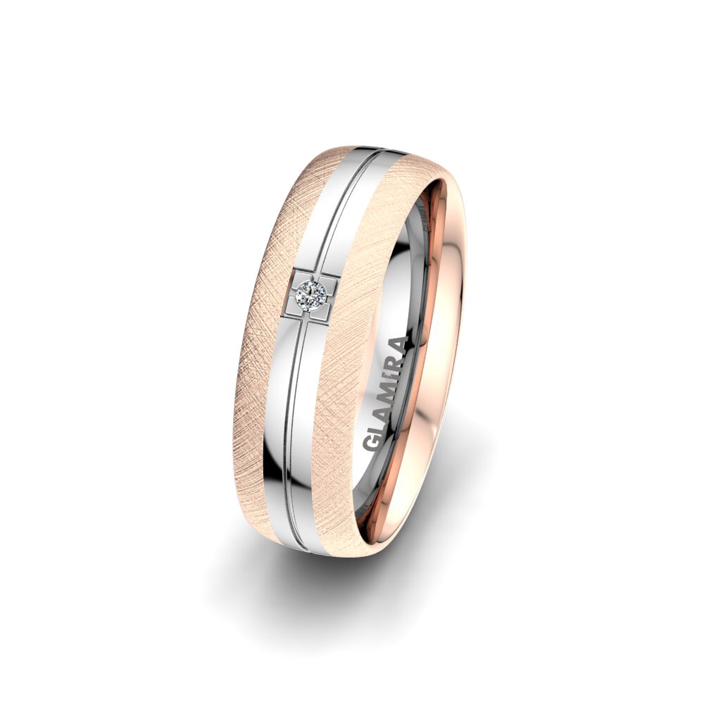 Anillo Boda Mujer Sense Beauty 6 mm 9k Oro Rosa/Blanco