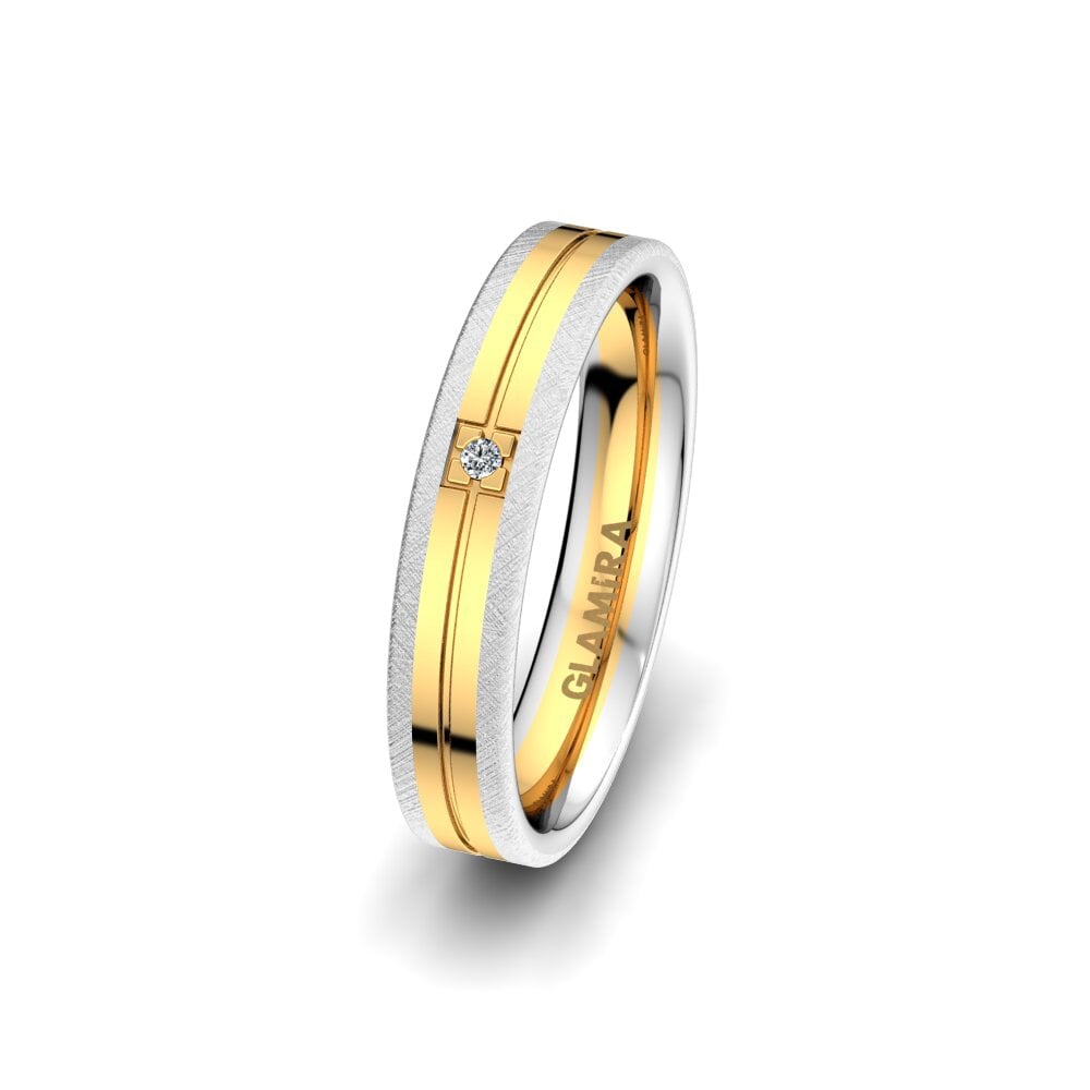 18ct White & Yellow Gold Women's Wedding Ring Sense Beauty 4 mm